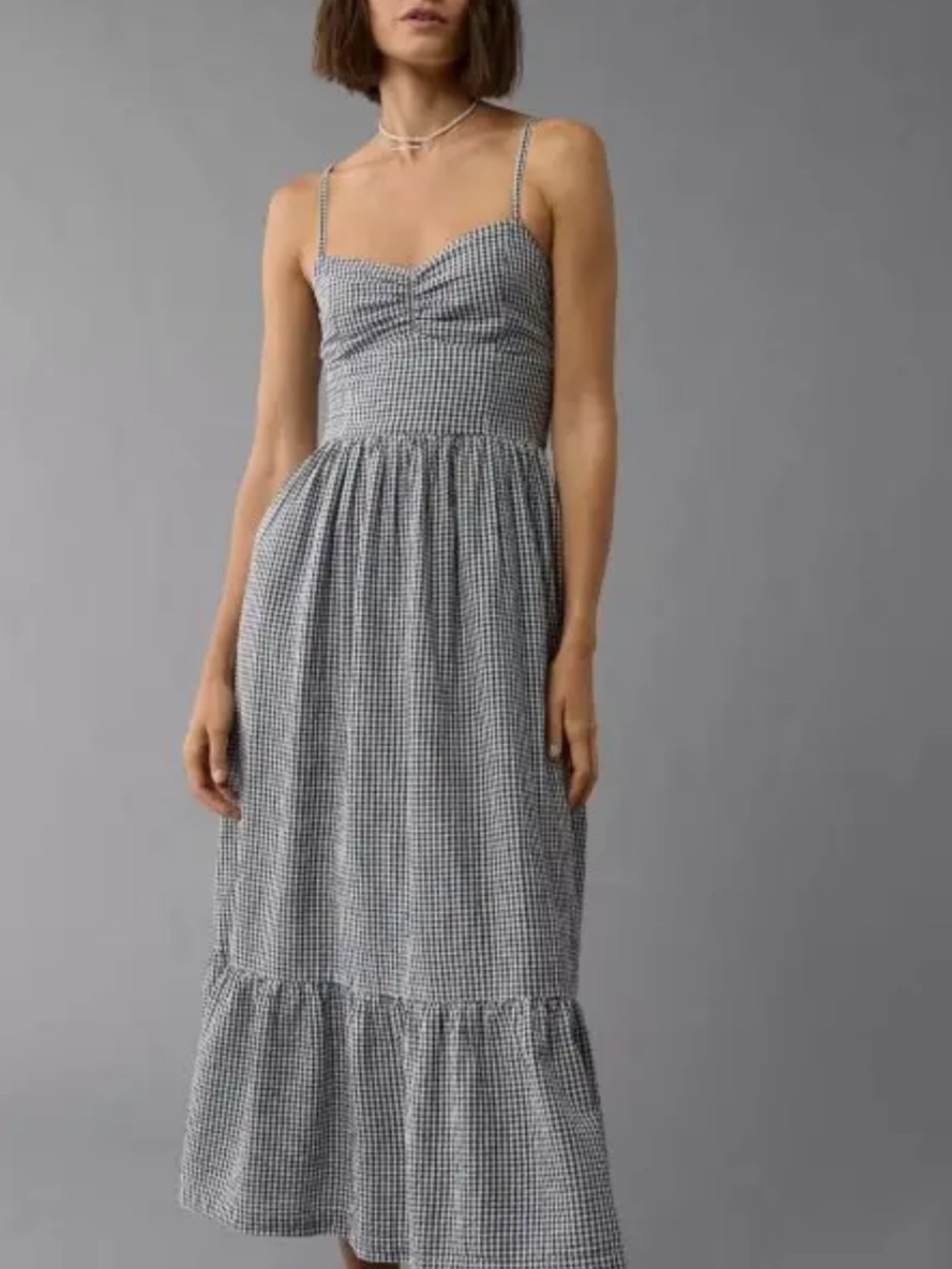 American Eagle AE Women’s Gingham Tie Back Maxi Dress Size Large NWT